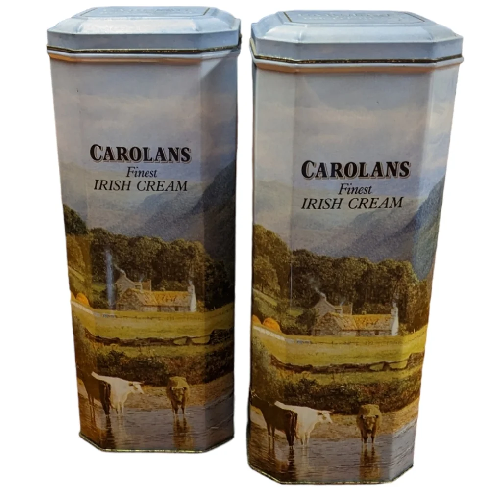 Vintage Carolans Finest Irish Cream Ireland Valley Collectible Metal Tins